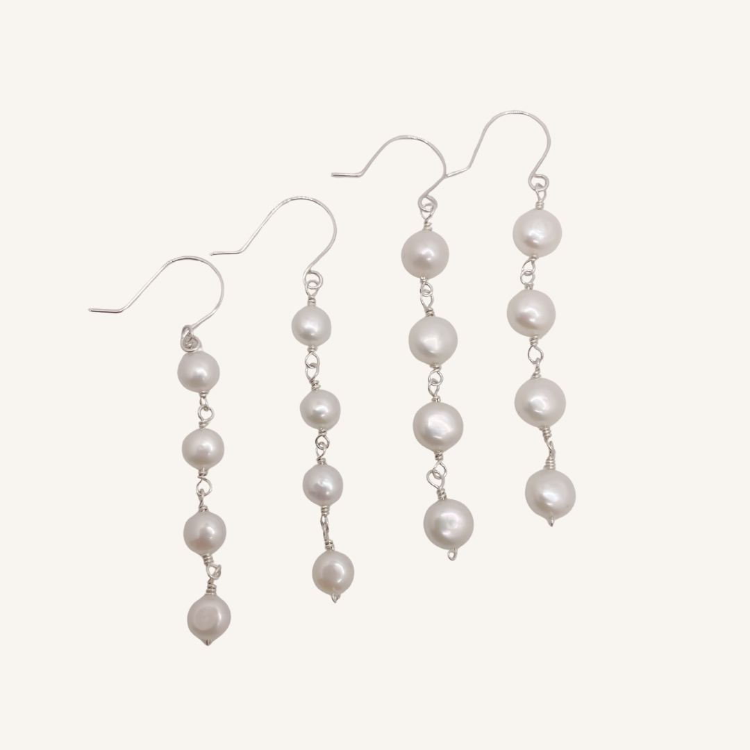 Button Pearl Dangle Earrings