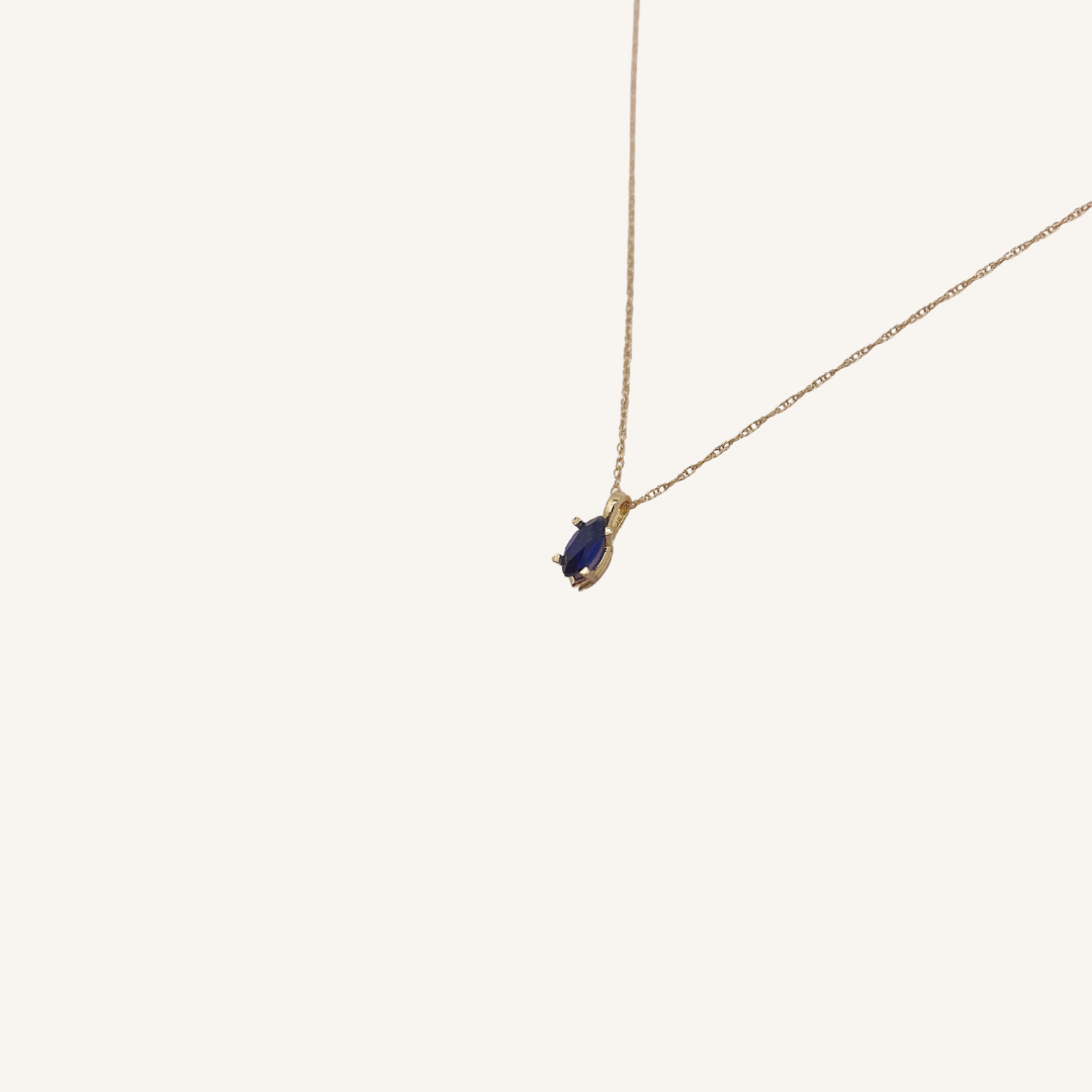Dainty Gold Marquise Sapphire Necklace