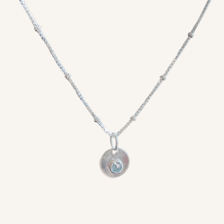 Dainty Swiss Blue Topaz Necklace