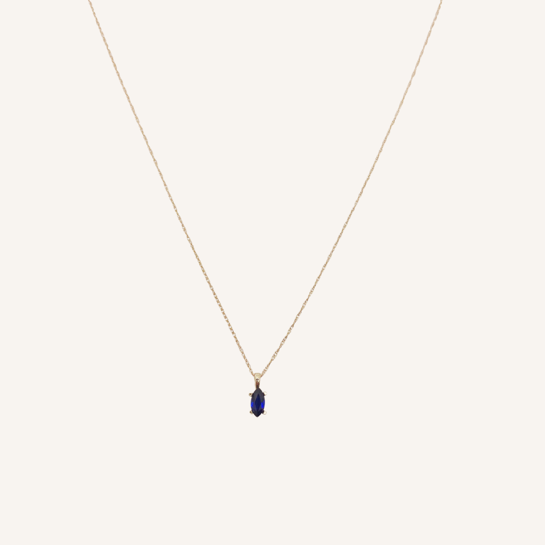 Dainty Gold Marquise Sapphire Necklace
