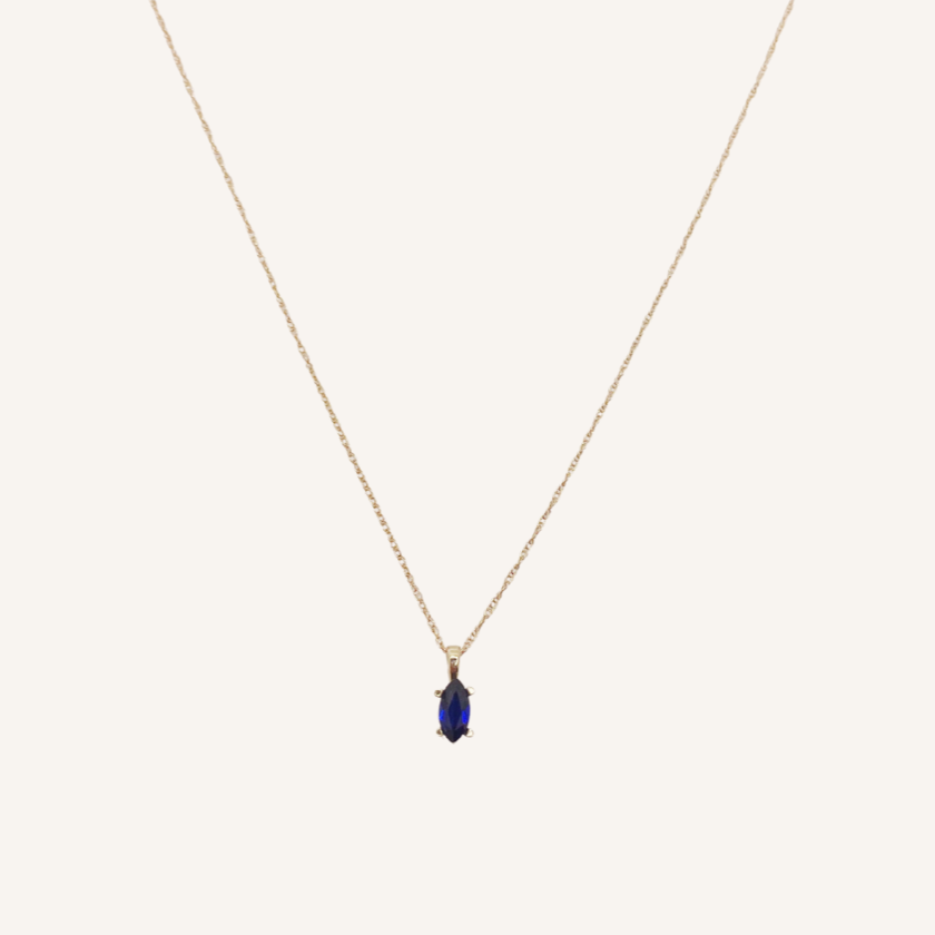 Dainty Gold Marquise Sapphire Necklace