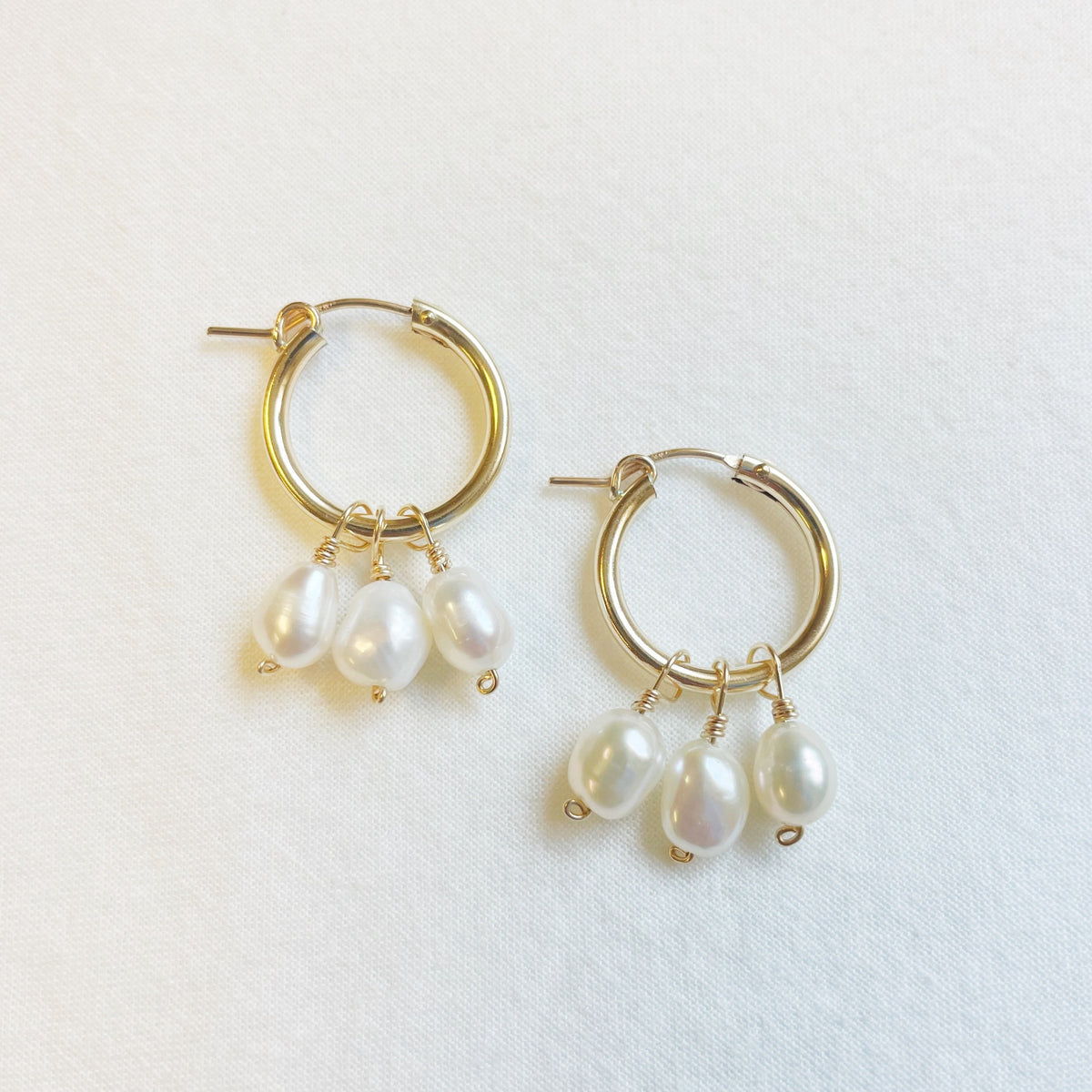 Triple Pearl Hoops