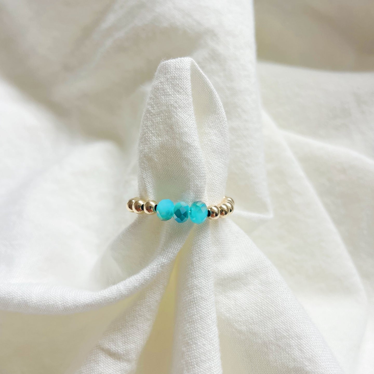 Turquoise Glass Bead Ring