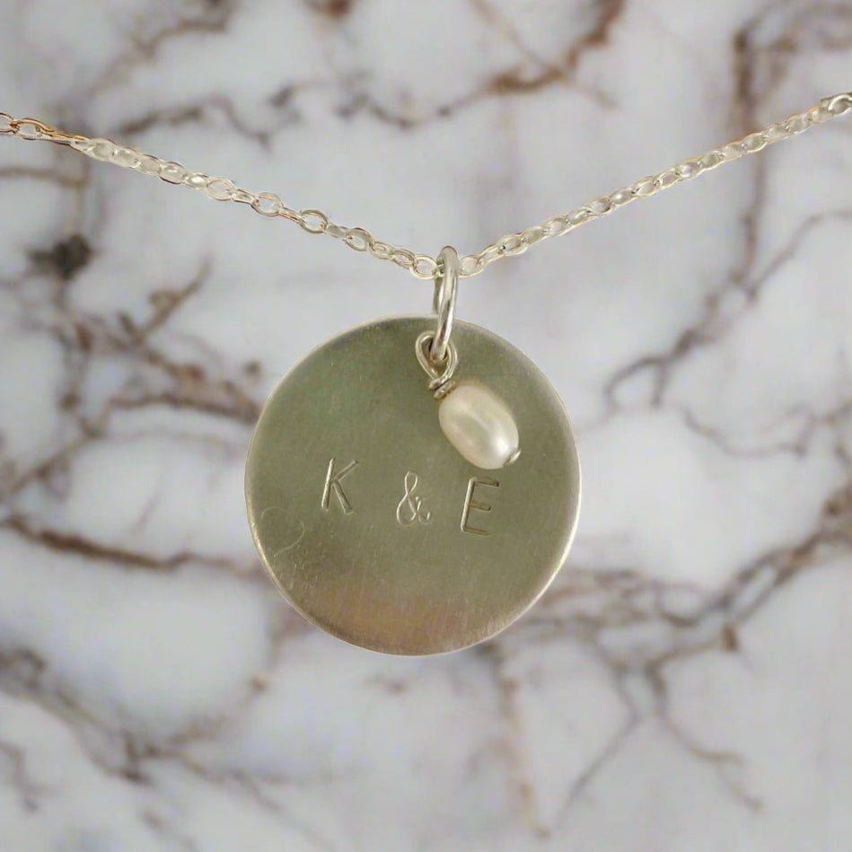 Custom Pearl and Initials Pendant