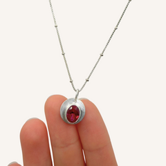 Oval Ruby Bezel Set Necklace
