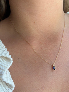 14k gold marquise shaped sapphire necklace