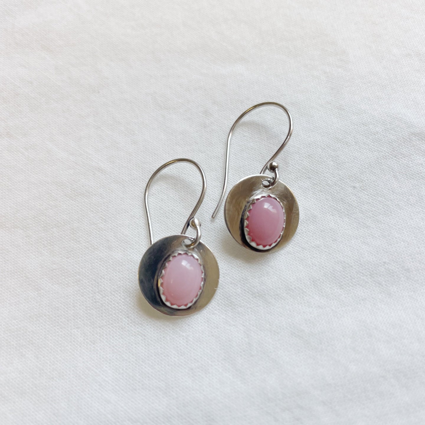Pink Opal Silver Earrings
