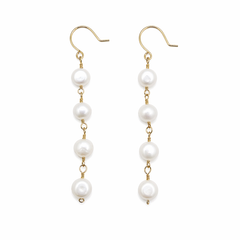 Gold Button Pearl Earrings