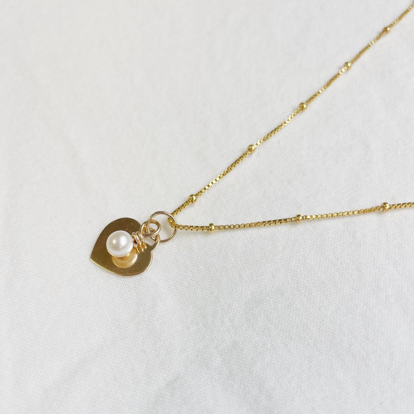 Heart and Pearl Charm Necklace