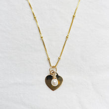 Load image into Gallery viewer, Heart and Pearl Charm Necklace
