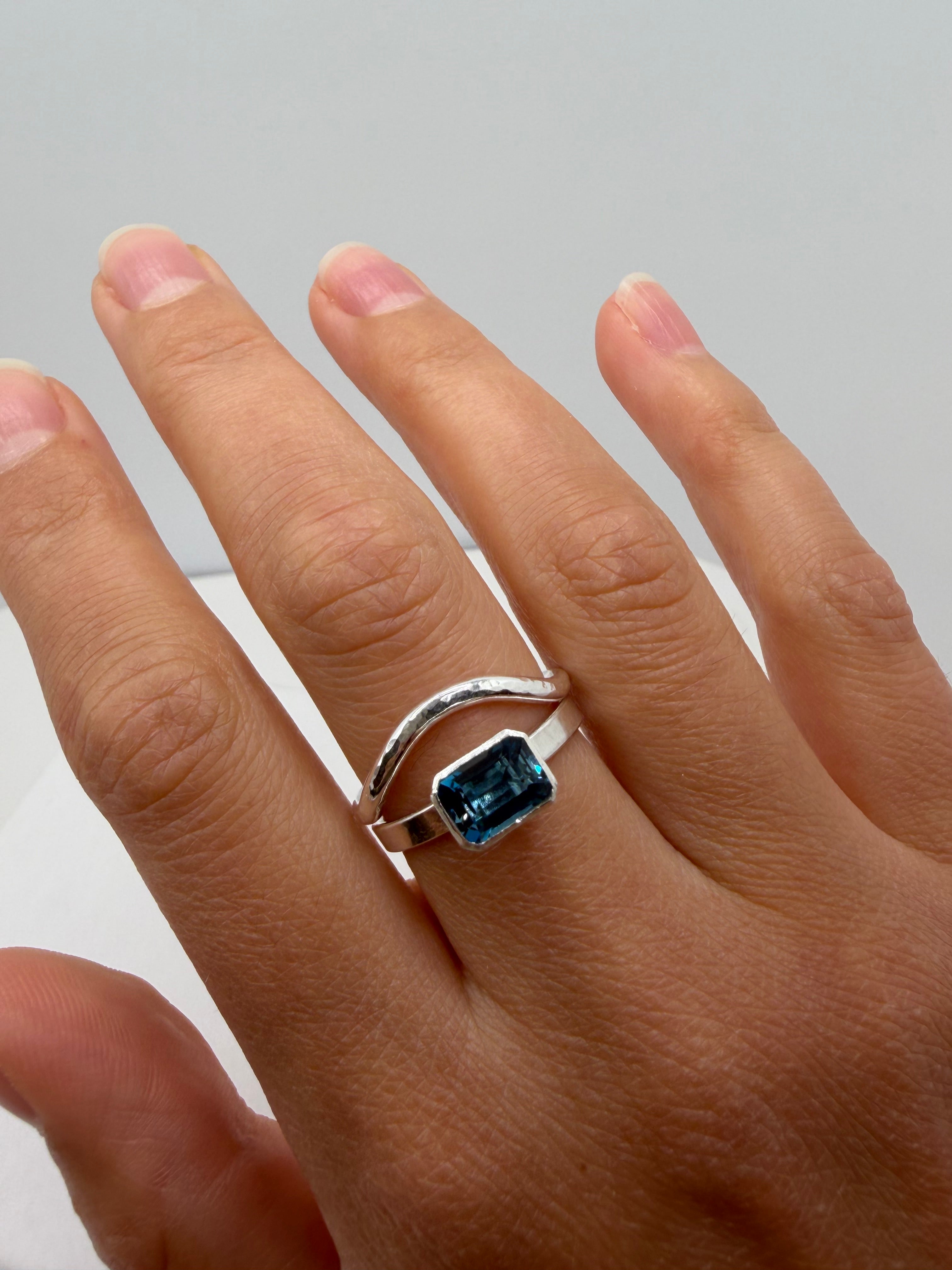 Emerald Cut London Blue Topaz Ring
