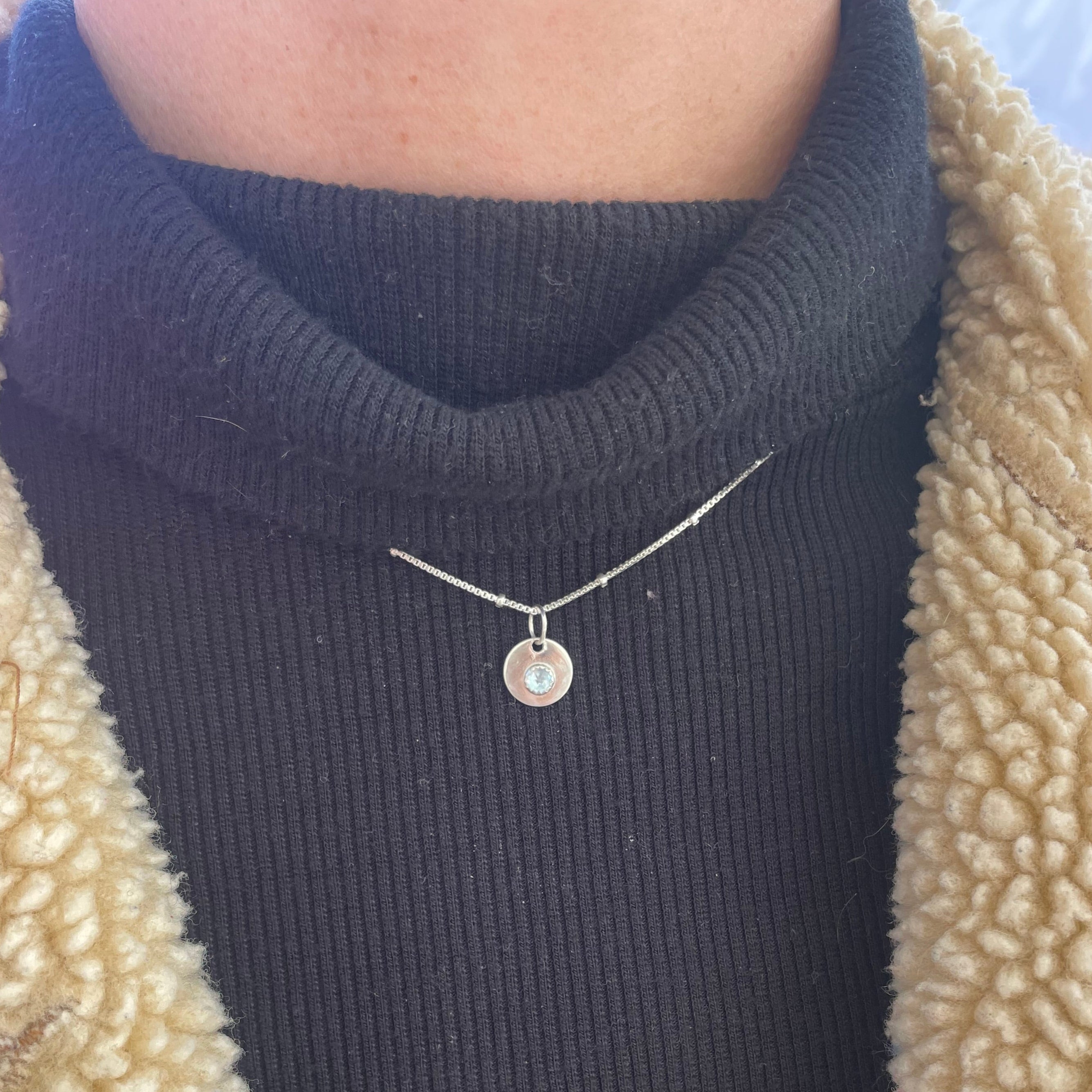 Dainty Swiss Blue Topaz Necklace