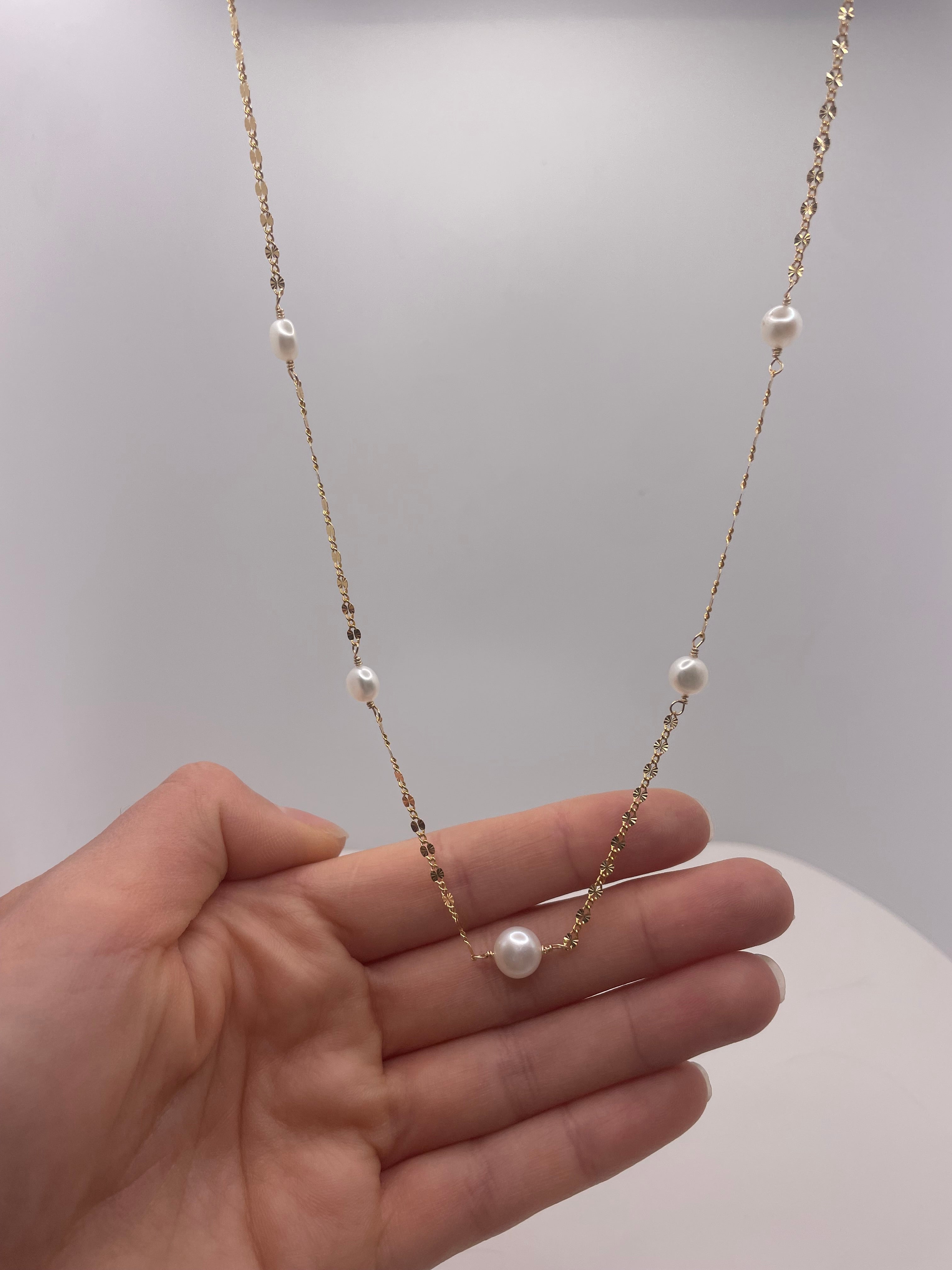 Button Pearl Statement Necklace