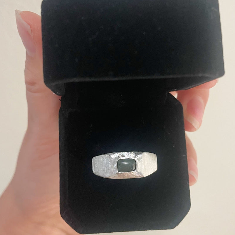 Big Sur Jade Silver Signet Ring