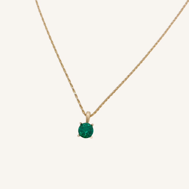 10K Gold Lab Grown Emerald Necklace