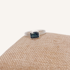 Silver Emerald Cut London Blue Topaz Ring