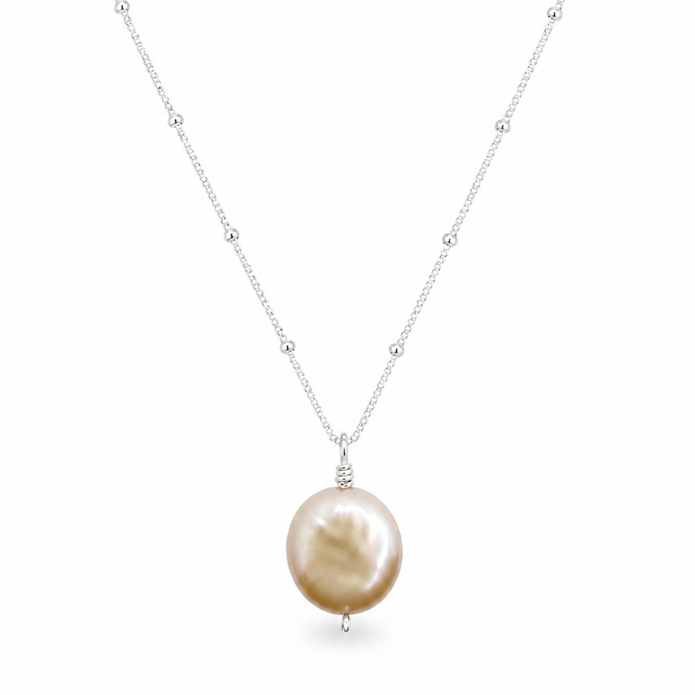 Round pink pearl necklace