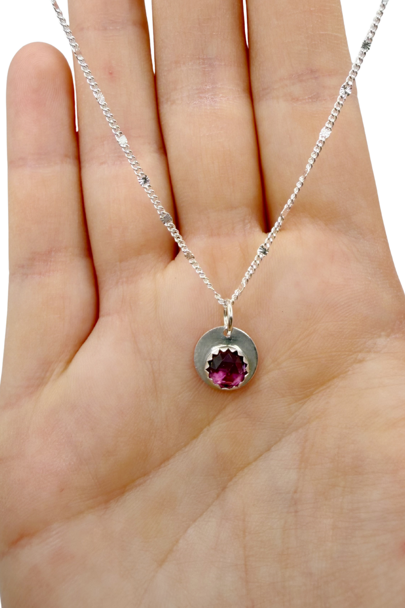 Pink Rose Cut Garnet Necklace