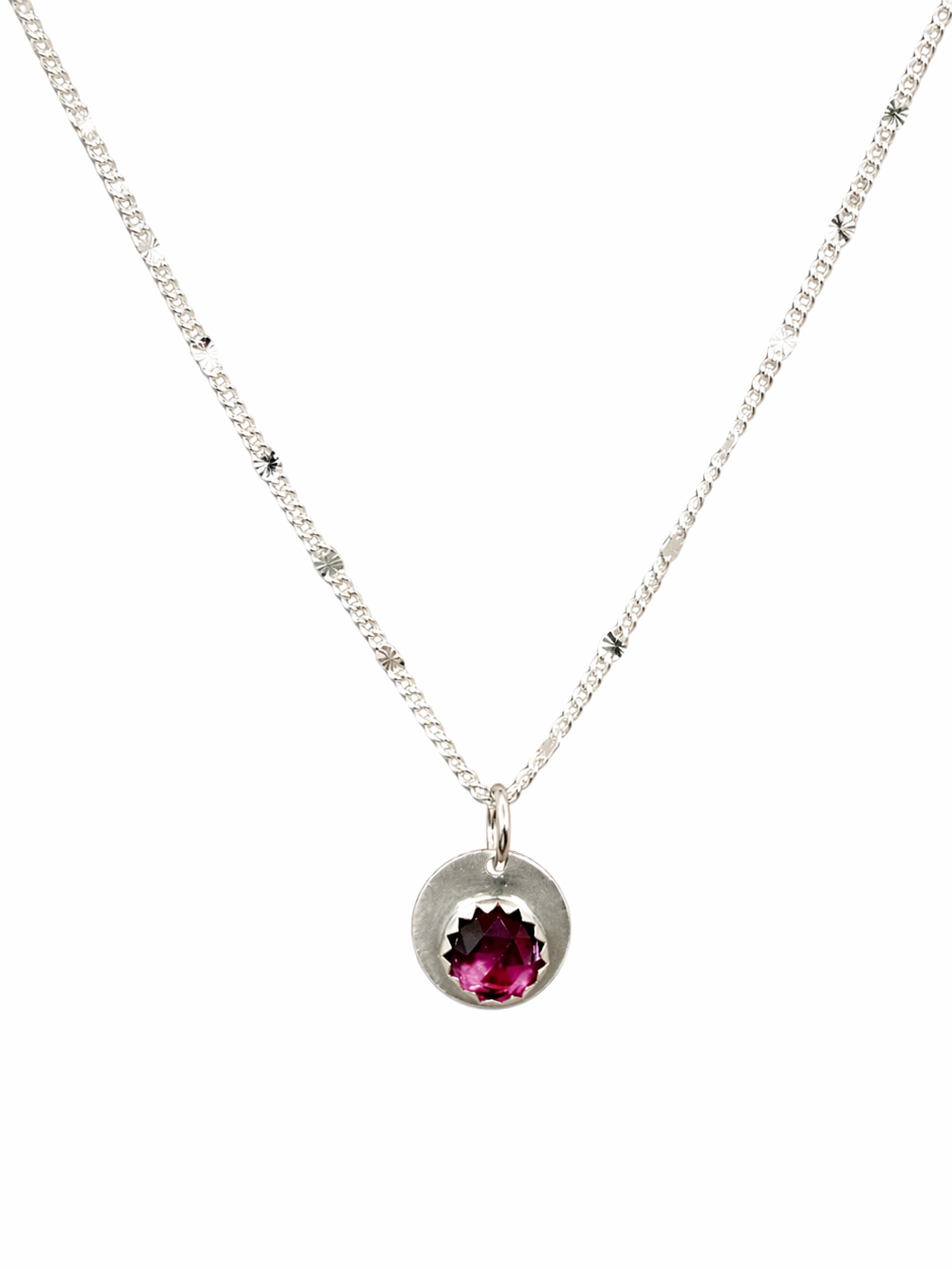 Rose cut Rhodolite Garnet Necklace Silver