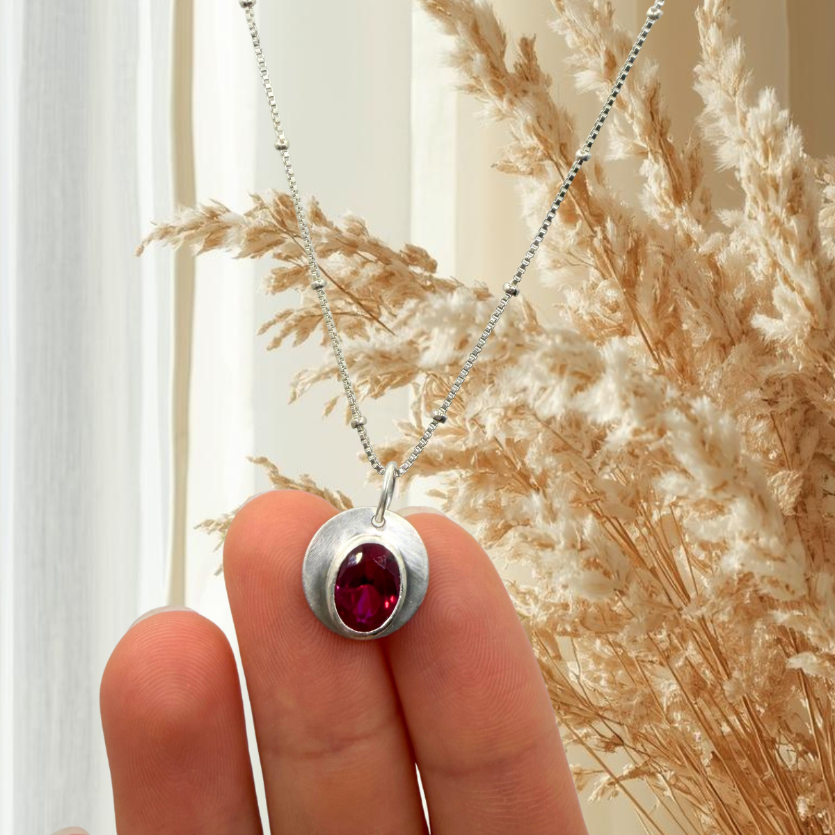 Bezel Set Ruby Necklace