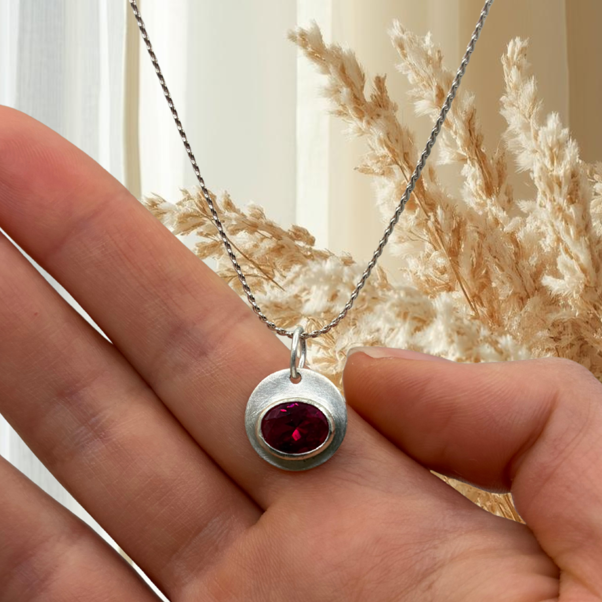 Bezel Set Ruby Necklace