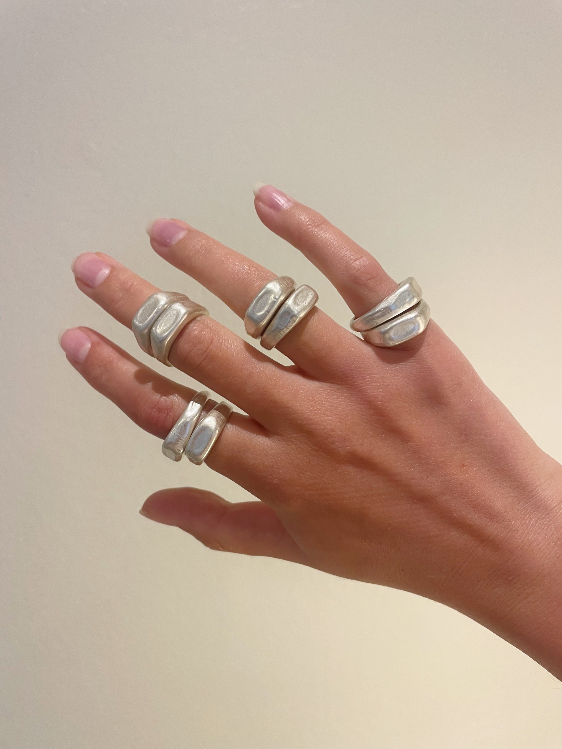 Organic style thick signet rings