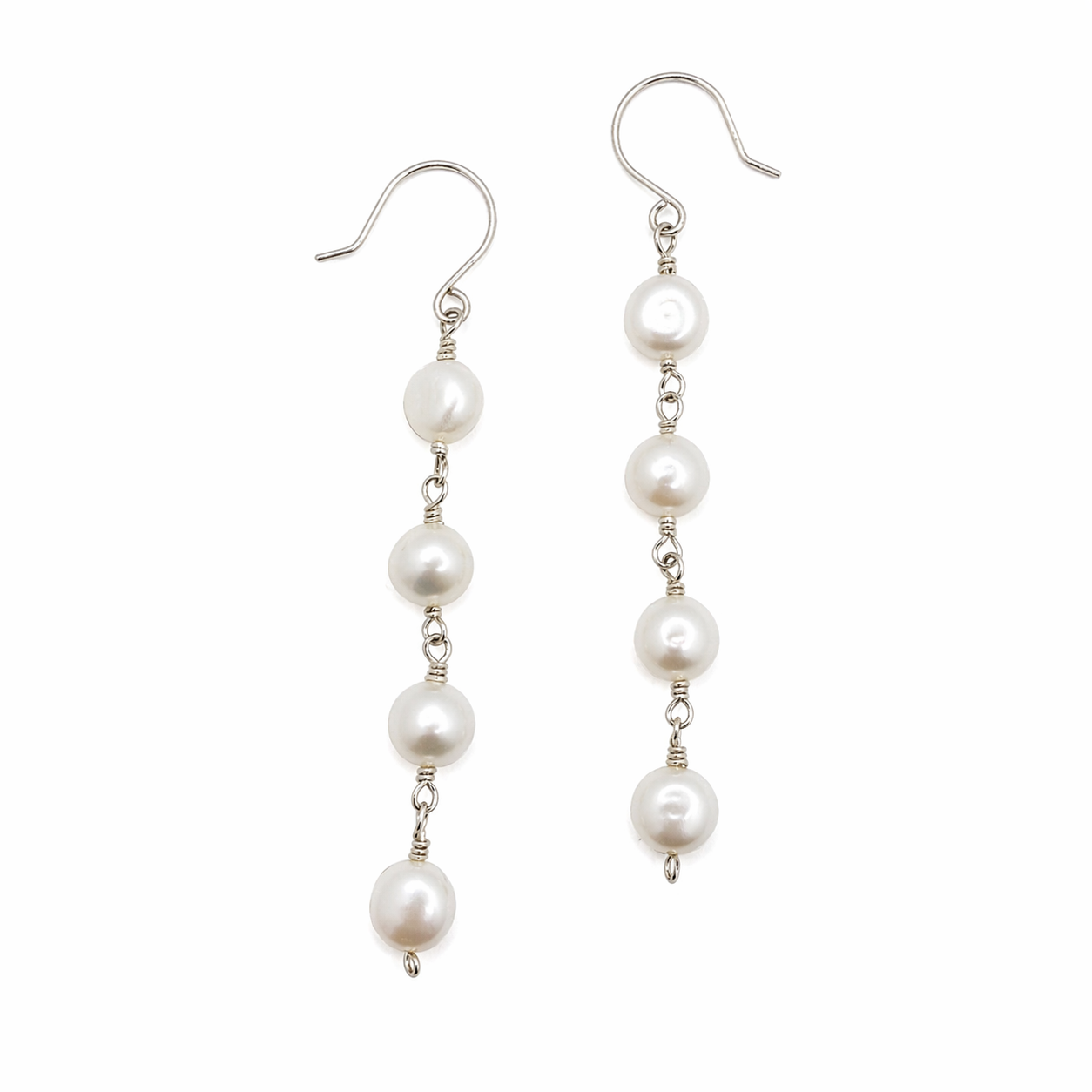 Statement Button Pearl Earrings in Silver