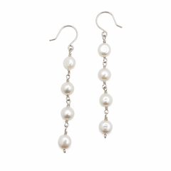 Statement Button Pearl Earrings in Silver