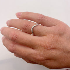 Modern Style Sterling Silver Curved Ring 