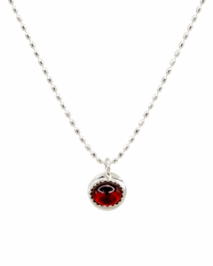 Silver Oval Garnet Necklace