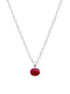 Oval Shaped Lab Grown Ruby Necklace on Silver Chain