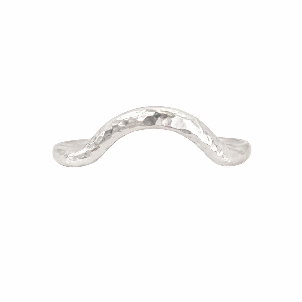 Silver wave-shaped ring
