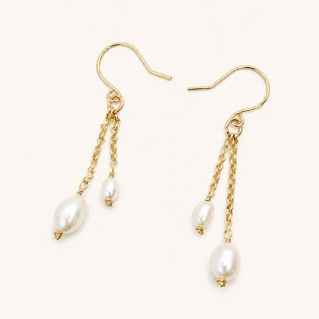 Gold-filled Freshwater Pearl Bridal Earrings