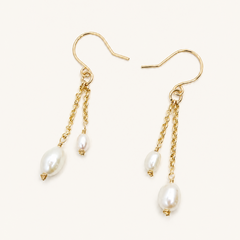Gold-filled Freshwater Pearl Bridal Earrings