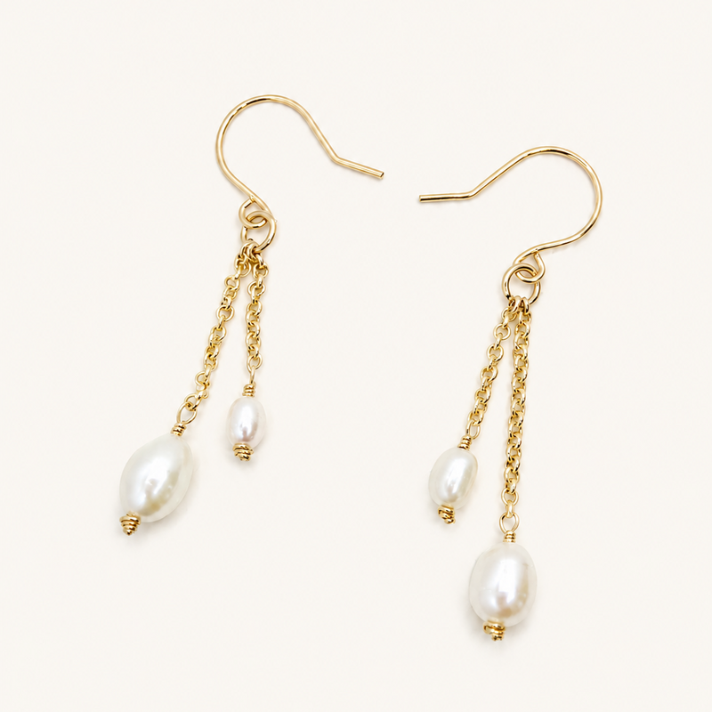 Gold-filled Freshwater Pearl Bridal Earrings
