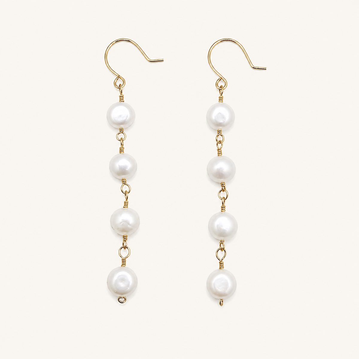gold button pearl earrings