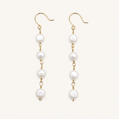 gold button pearl earrings
