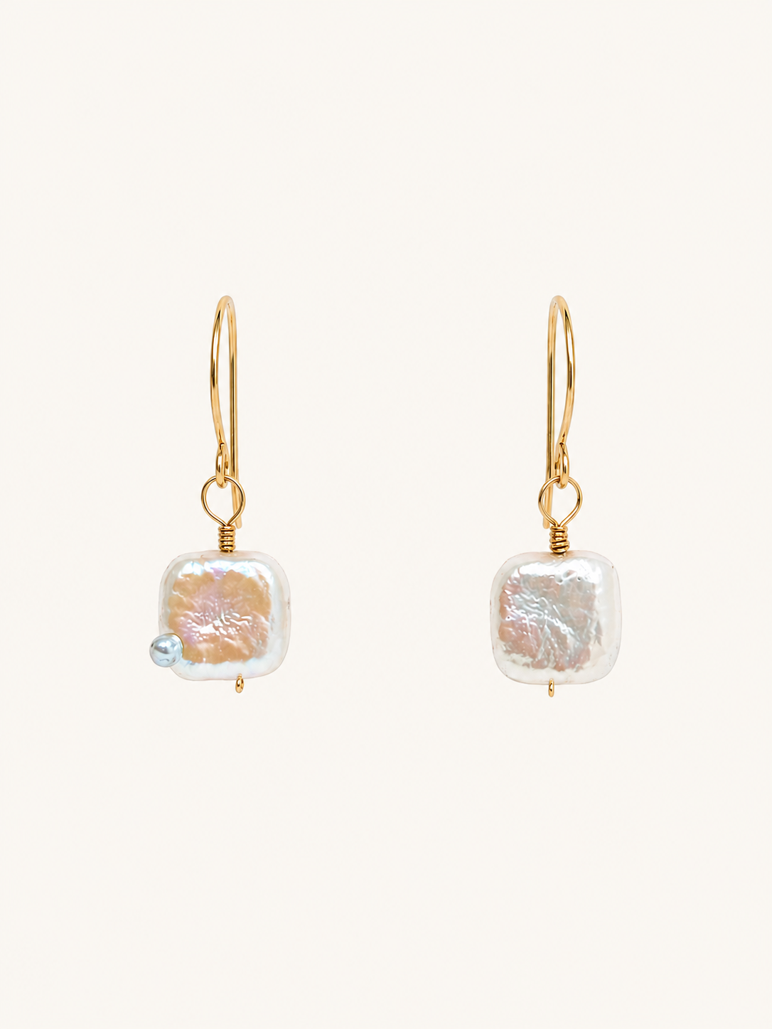 gold square pearl earrings