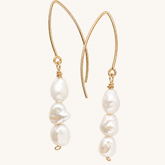 gold statement earrings with oval freshwater pearls