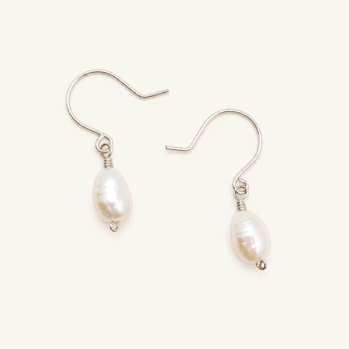 Oval Single Pearl Earrings