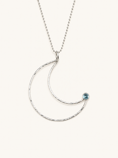 silver chain with large crescent moon pendant