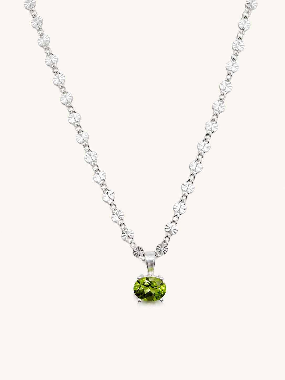 Oval Faceted Peridot Necklace