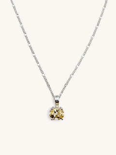 Silver necklace with an oval yellow citrine