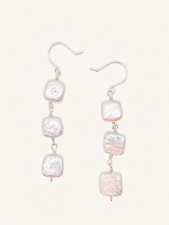 triple square pearl dangle earrings