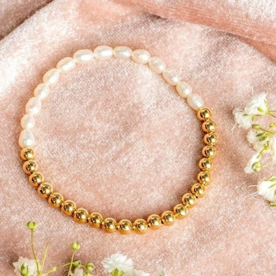 Pearl and Gold Bead Bracelet