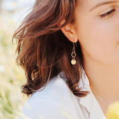 Gold-filled Hammered Chain Earrings with round discs