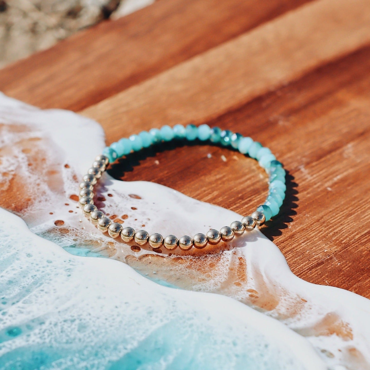 Shine Bright Bracelets (Turquoise or Peach Glass beads)